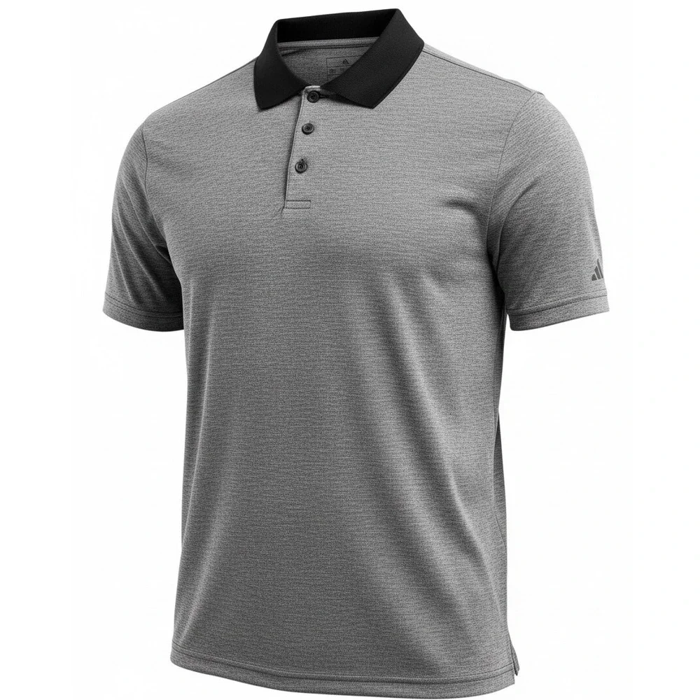 Adidas Mens XL Adi Perf H Polo IU4486 Black Melange Grey Golf Shirt  (AA45) New